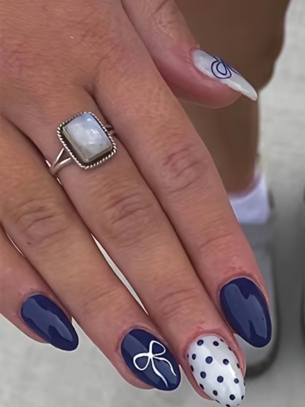 Navy & White Polka Dot Nail Set